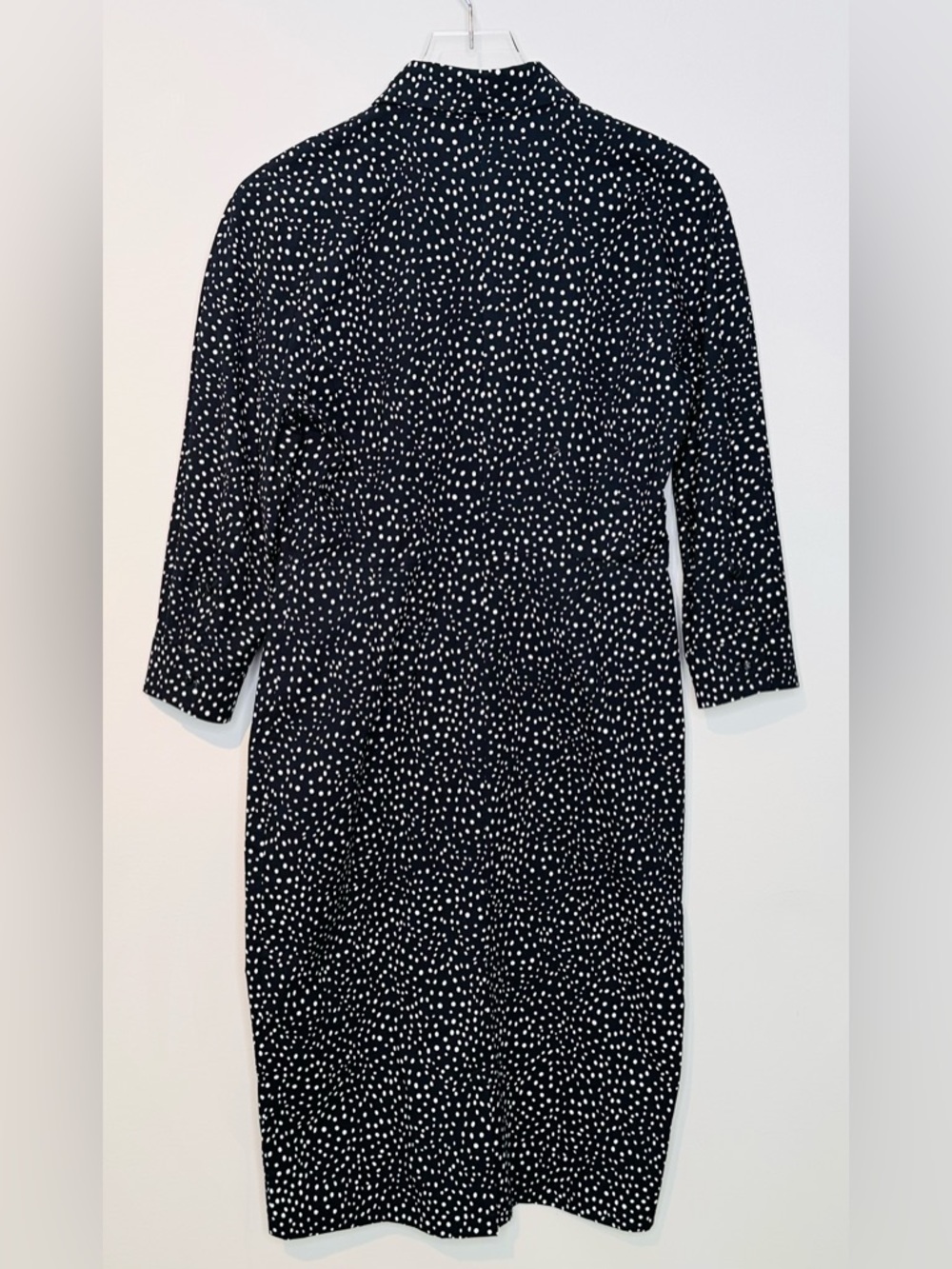 Max Mara Vicky Ruffle Polka Dot Navy Blue White Cotton Poplin Midi Dress - Picture 5 of 16